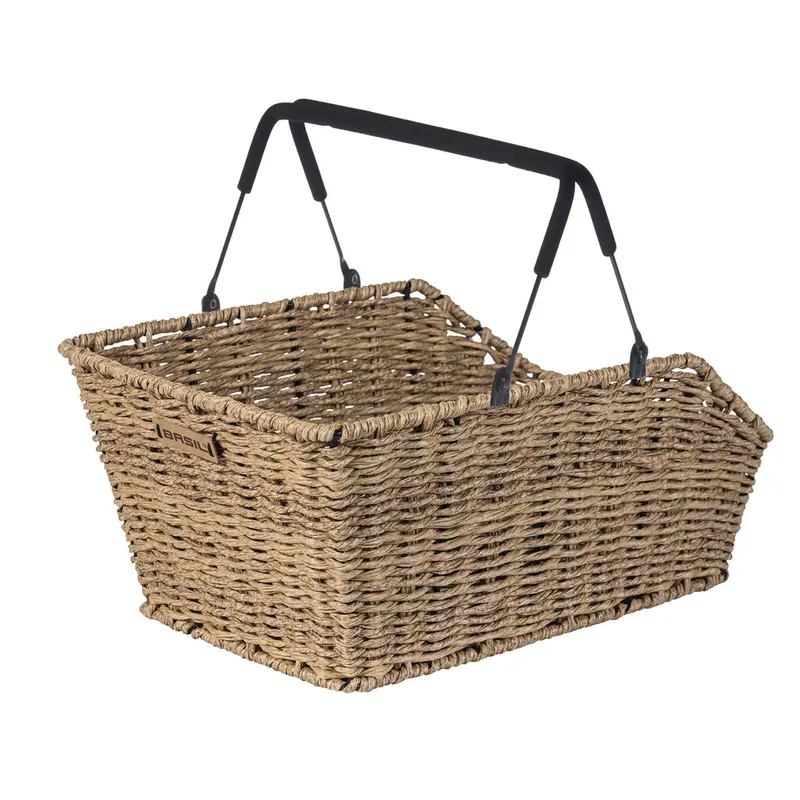Basil Cento Rattan Look Mik - Bicycle Basket - Rear 1