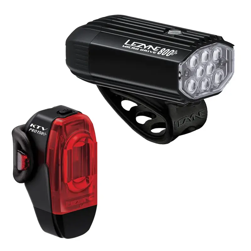 Lezyne Micro Drive 800+ / Ktv Drive Pro+ Led Front & Rear Bike Light Set 1