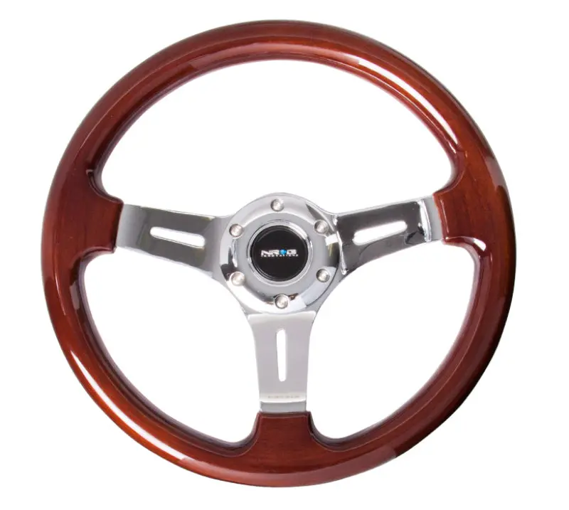 Nrg Classic Wood Grain Steering Wheel (330Mm) Wood Grain W/Chrome 3-Spoke Center 1