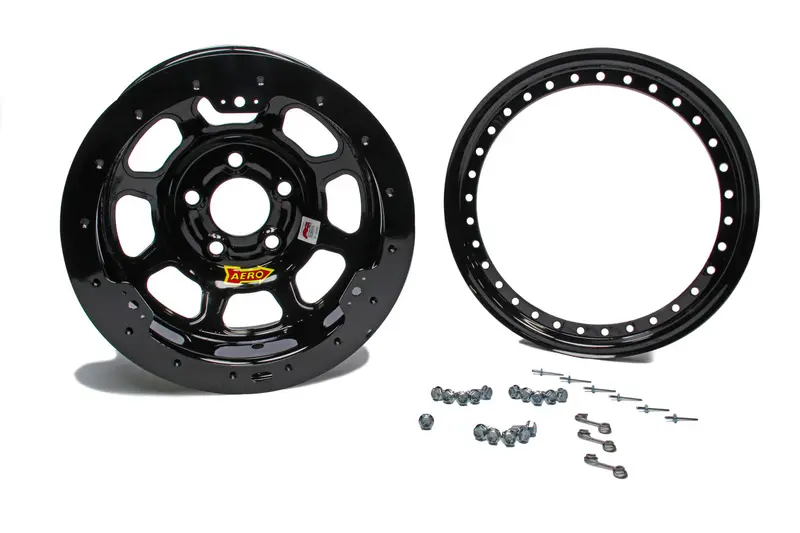 Aero Race 53-184720B 15X8 Inch Black Alloy Wheel (2-Inch Backspace, 4.75-Inch Bolt Pattern) 1