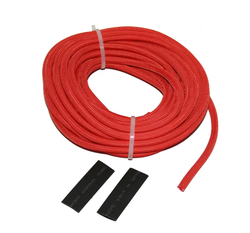 Bulldog Winch High-Heat Fiberglass Wire Sheathing – 25 Ft, 5Mm (3/16") Red Sleeve 1