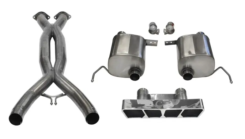 Corsa Performance 14765Cb Dual-Exit X-Pipe Exhaust — 3.0" Double X-Pipe, 2.75" Valve-Controlled System With Polished Polygon Tips 1