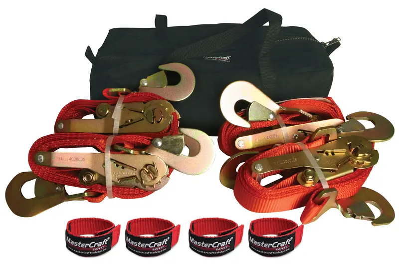 Mastercraft Vehicle Tie-Down Kit – Heavy-Duty Ratchet Strap System (400022) 1