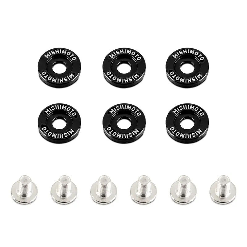 Mishimoto Mmfw-Sm-6Bk Fender Washer & Bolt Kit – M6X1.0, 16.7Mm Od, Black Anodized (6-Piece) 1