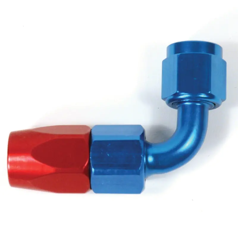 Speedfx 511690 Swivel Fitting: -16An, 90°, Anodized Aluminum (Red/Blue) 1