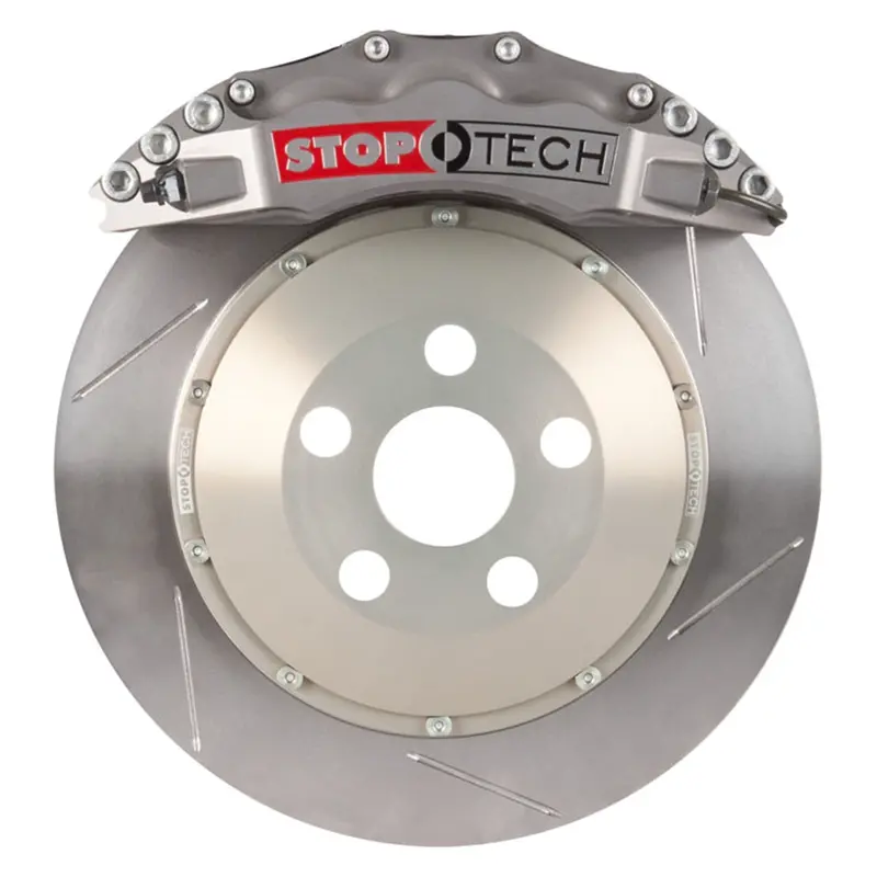Stoptech Trophy Sport Big Brake Kit – Front Axle, Silver Calipers & Two-Piece Slotted Rotors 1